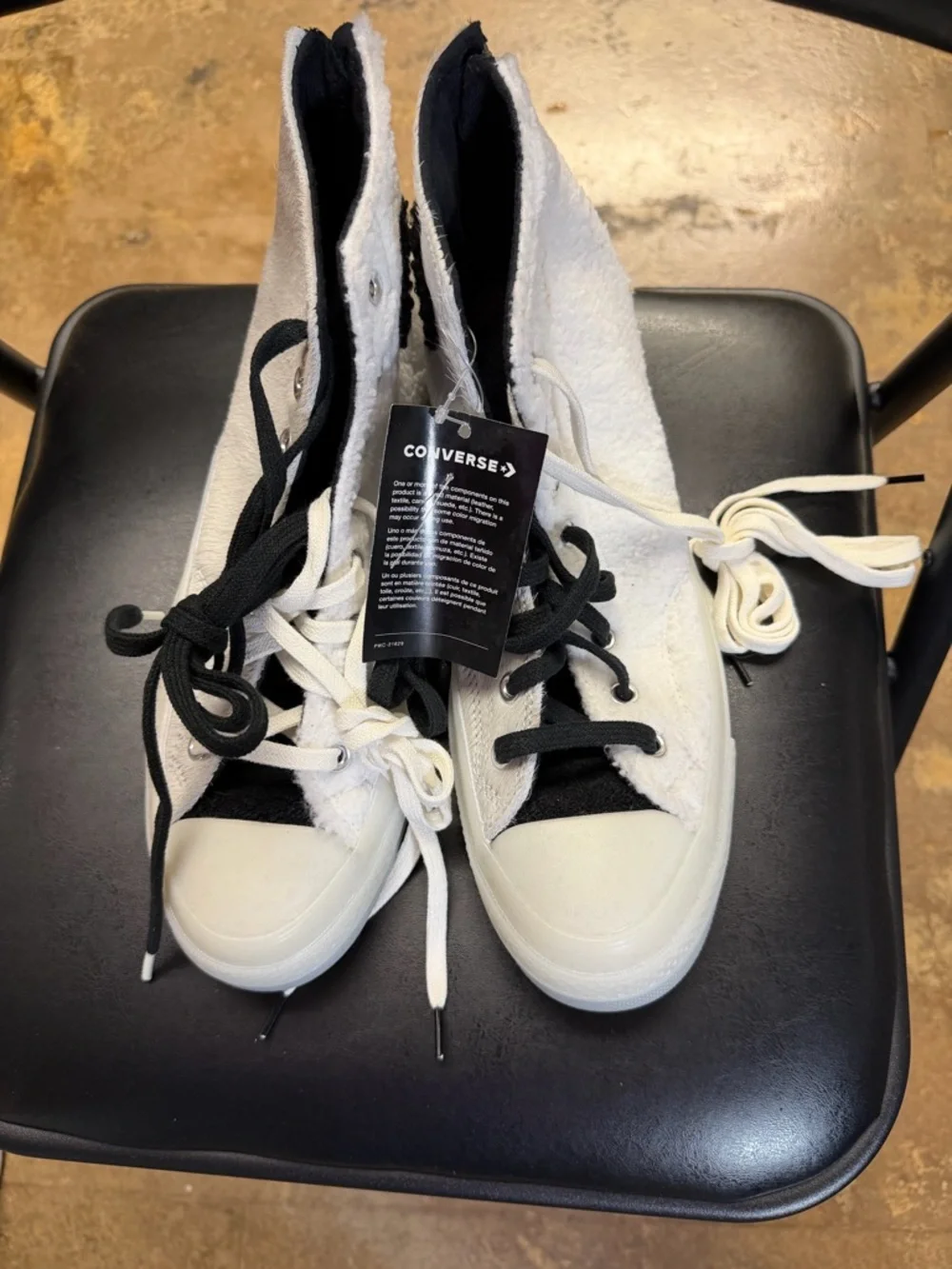 Converse White High-Top Sneakers with Black Accents - Picture 3 of 3